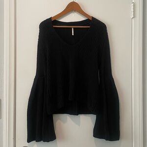 free people black bell sleeve knit sweater